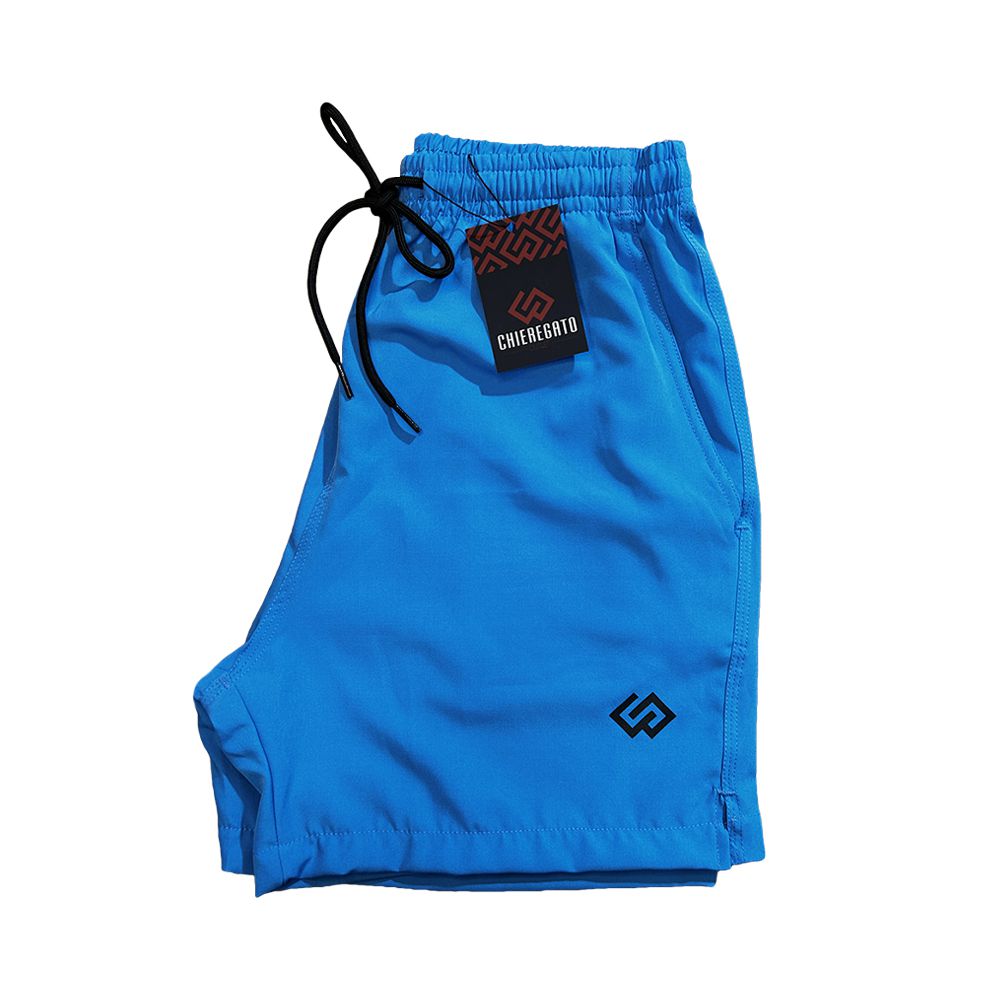 Short Praia Elastano Azul Claro Liso Masculino Premium