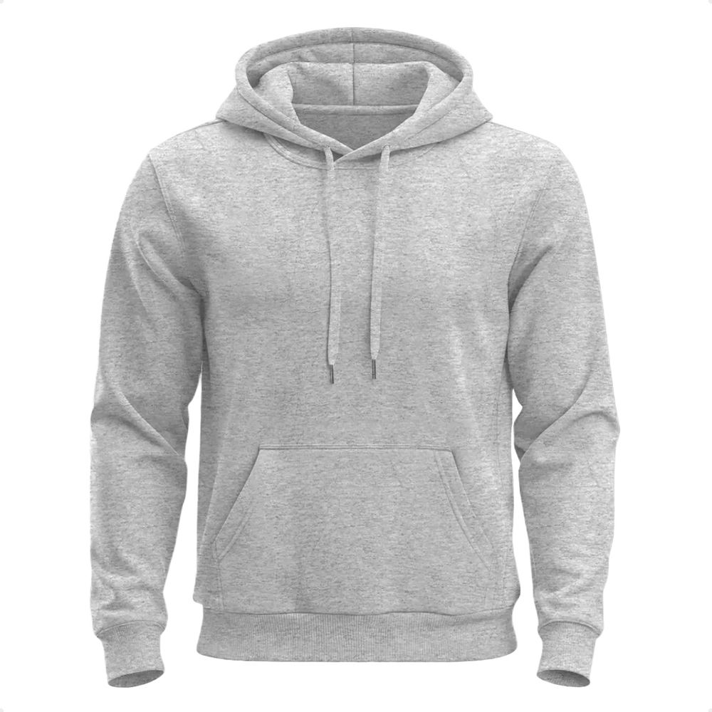 Moletom Liso Canguru Blusa De Frio Com Capuz Flanelado - Cinza
