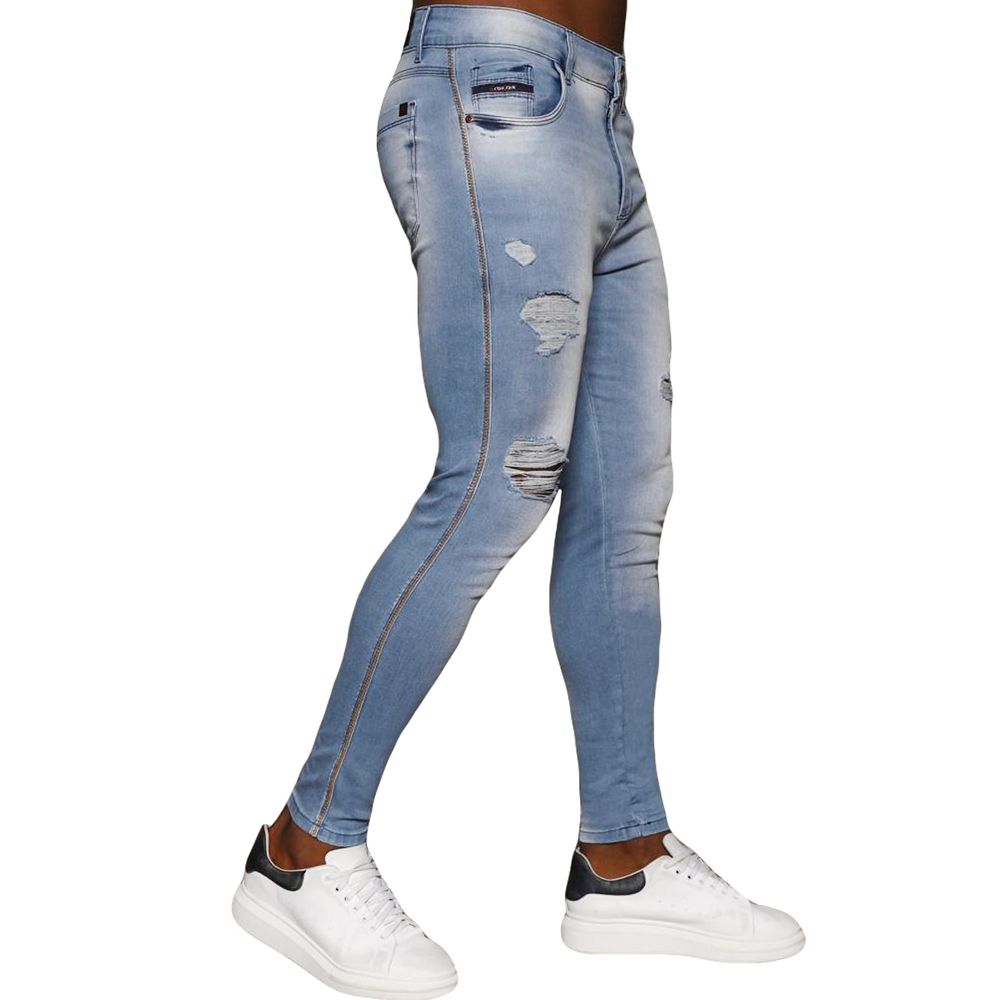 Calça Jeans Skinny Detalhes Com Rasgos Premium