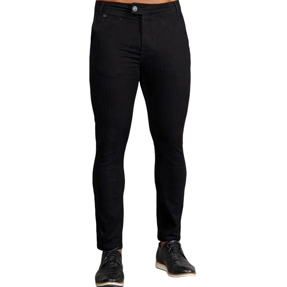 Calça Alfaiataria Italiana Slim Social Risca Giz Masculina