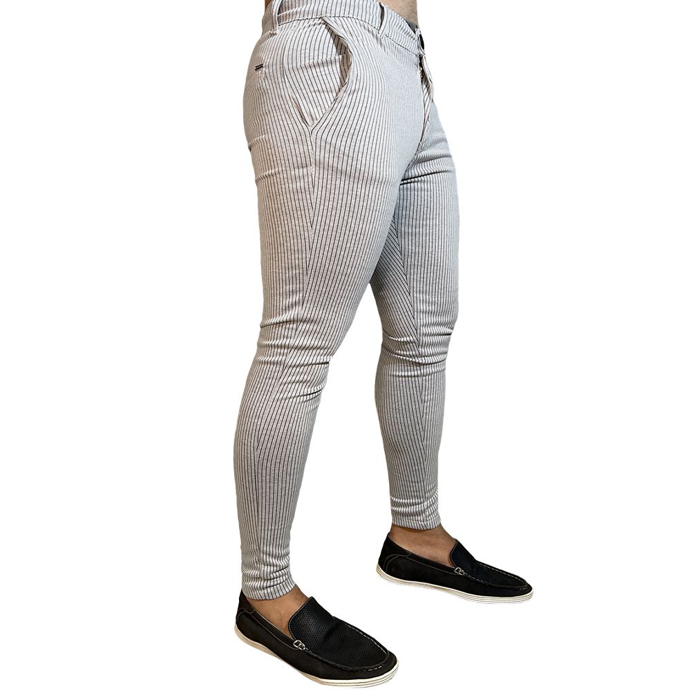 Calça Alfaiataria Skinny Listrada Risca De Giz Moletinho