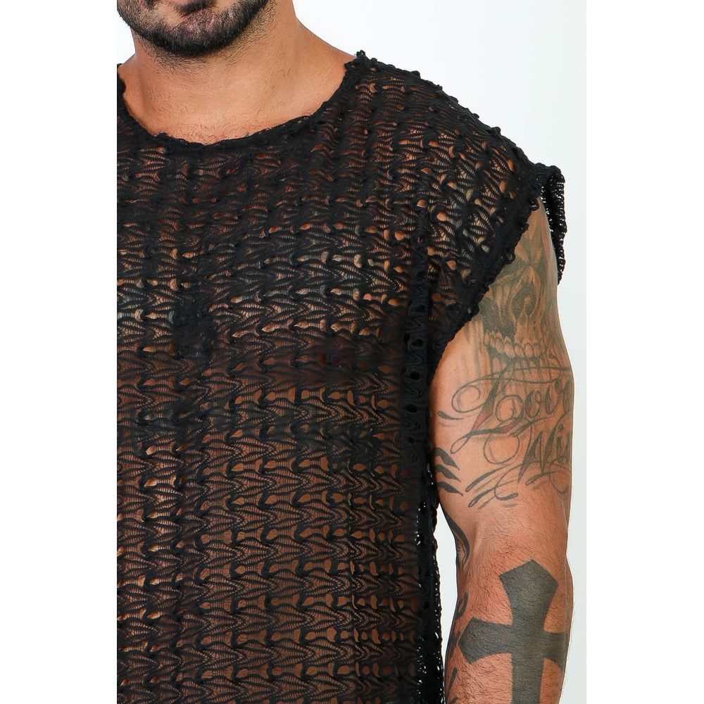 Camiseta Regata Masculina Crochê Telinha Machão Oversized