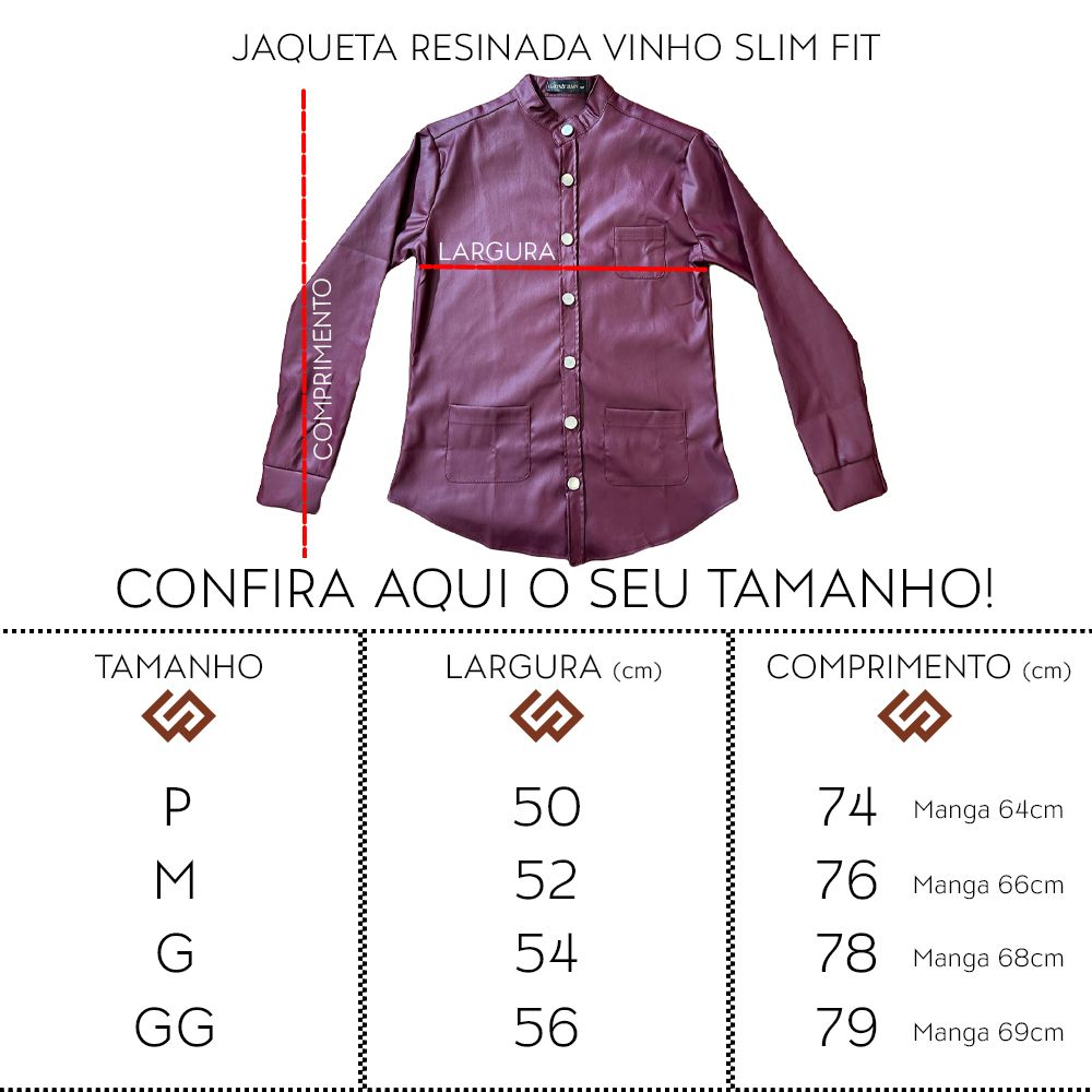 Jaqueta Resinada Vinho Masculina Slim Com Botão Premium