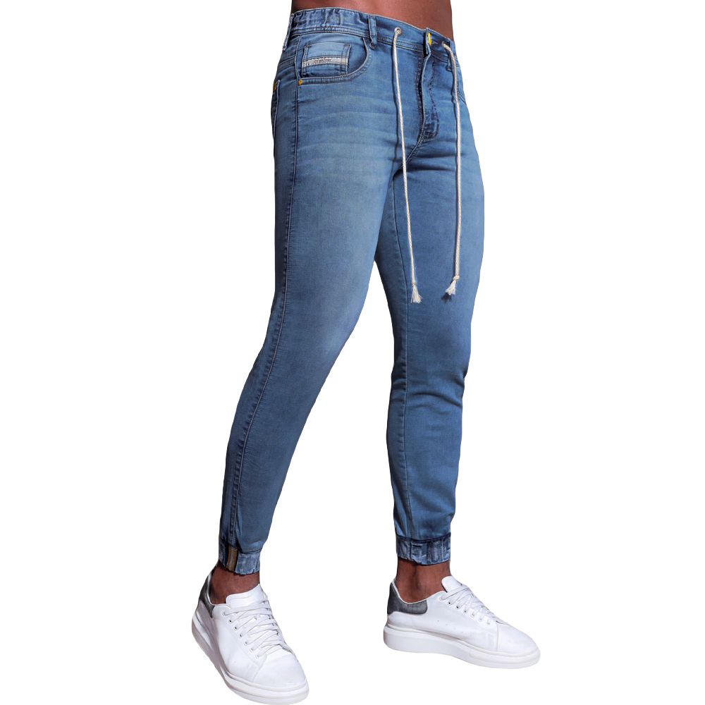Calça Jeans Jogger Super Skinny C/ Punho Elástico Codi Jeans