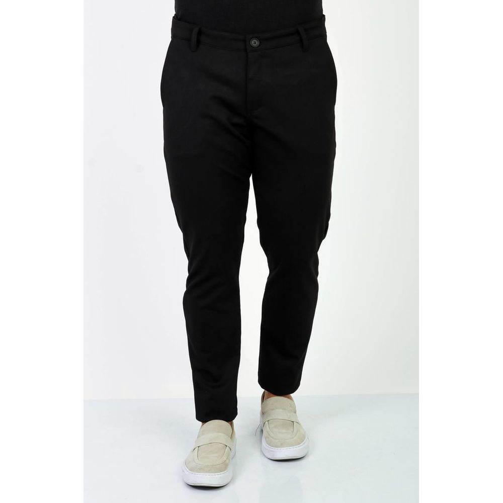 Calça Chino Malha Alfaiataria Jones Masculina Skinny - Preta