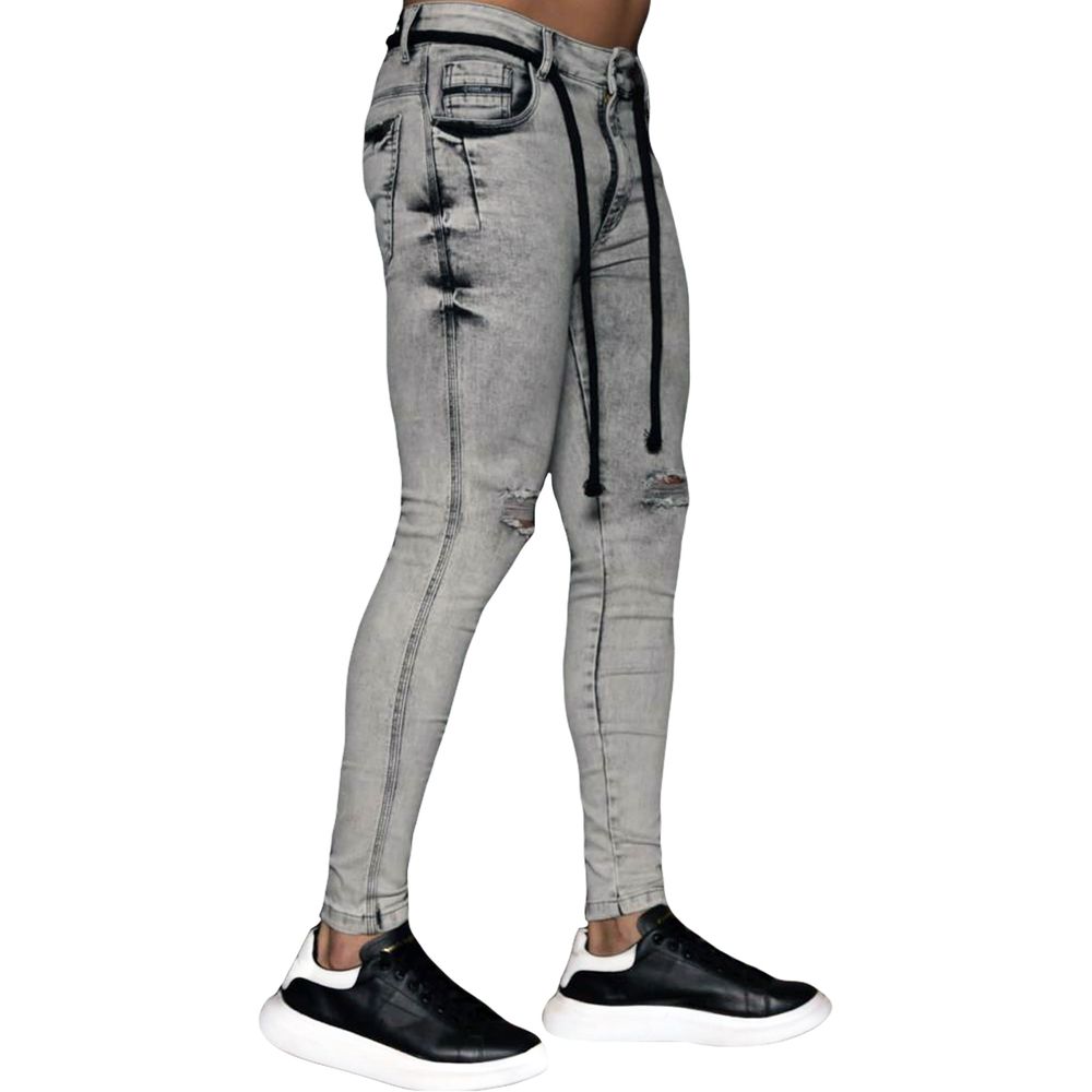 Calça Jeans Super Skinny Marmorizada Com Cordão Codi
