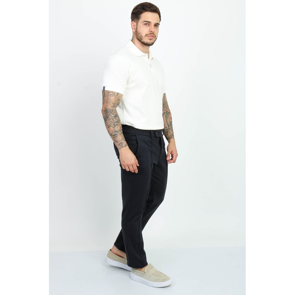 Calça Alfaiataria Moletinho Higuer Slim Fecho Italiano - Preto