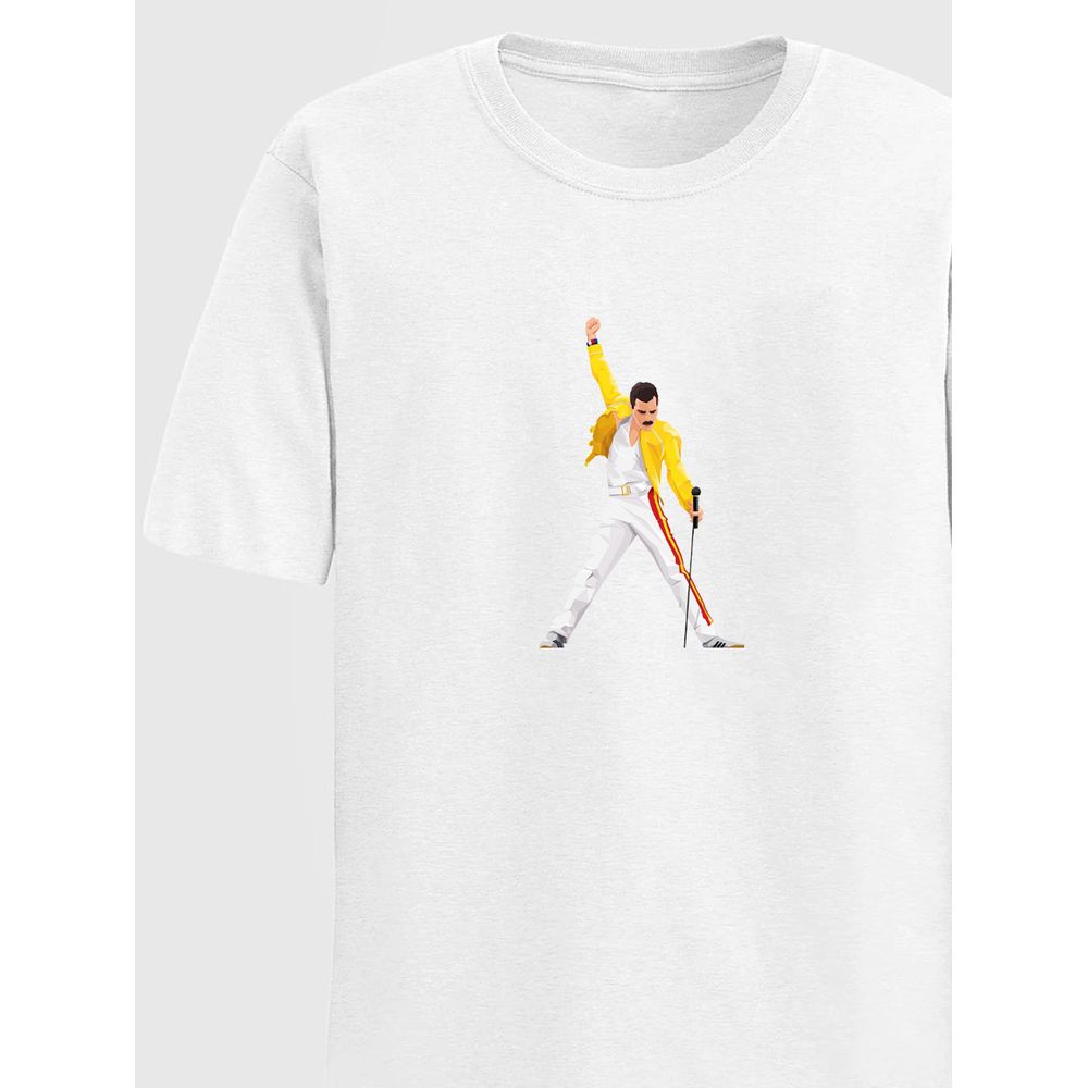 Camiseta Estampada Freddie Mercury Queen Rock - Branco