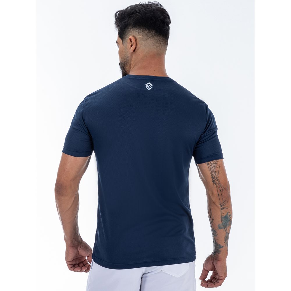 Camiseta Dry Slim Masculina Esportiva Academia Treino - Azul Marinho