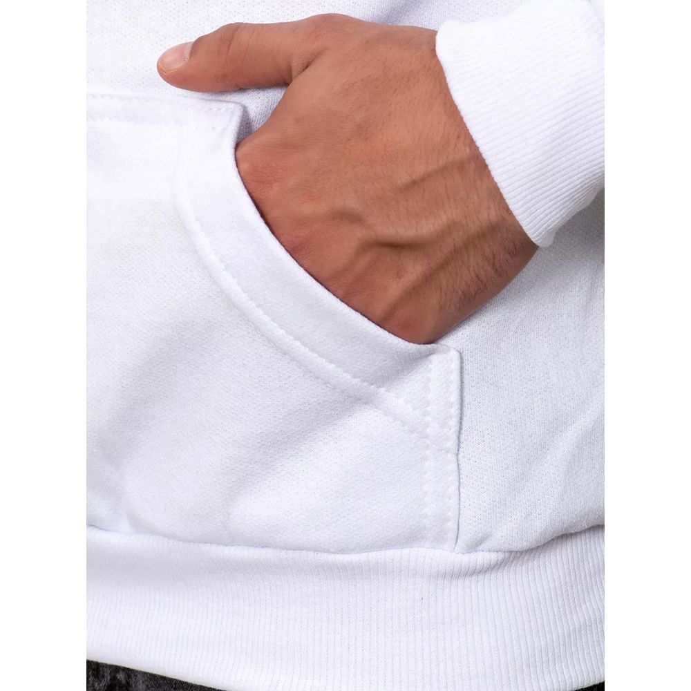 Conjunto Moletom Canguru Blusa De Frio Com Capuz e Calça - Branco