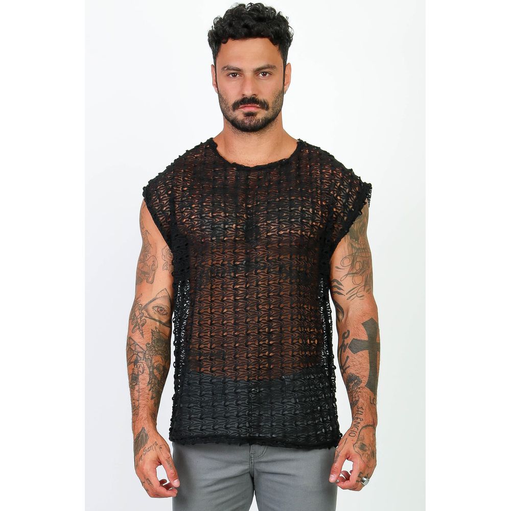 Camiseta Regata Masculina Crochê Telinha Machão Oversized