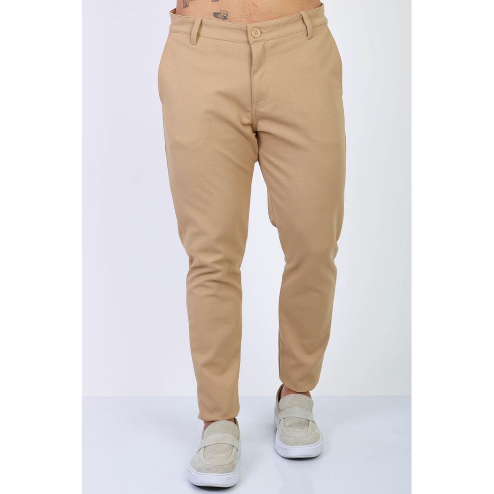 Calça Chino Malha Alfaiataria Jones Masculina Skinny - Cáqui