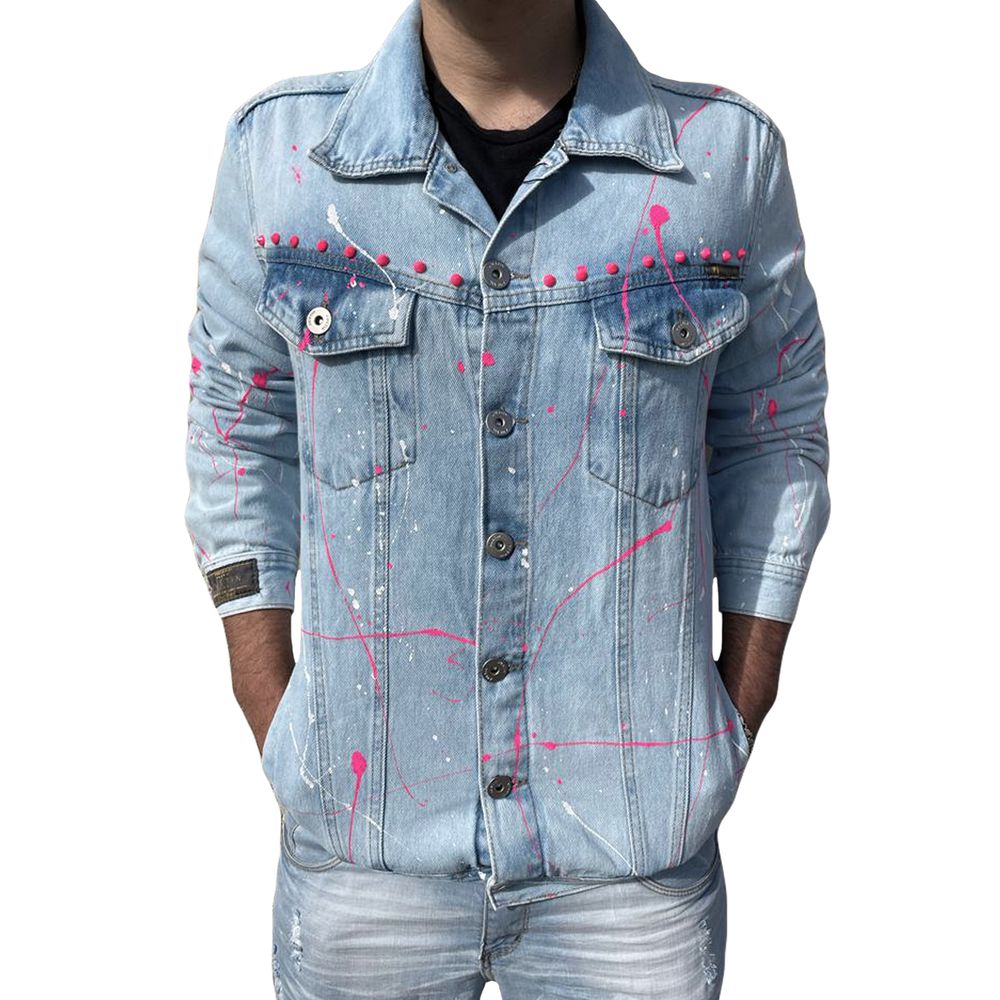 Jaqueta Azul Clara Exclusividade Respingos Neon Destroyed Premium
