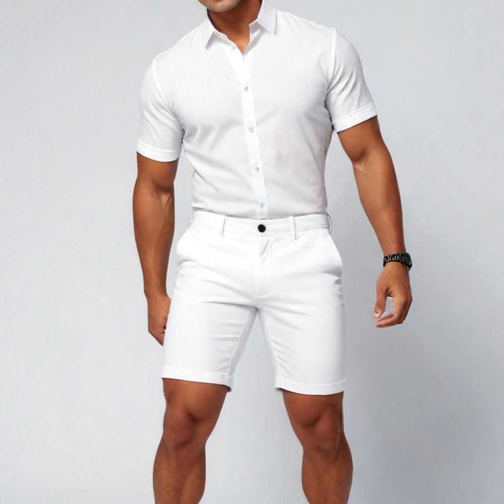 Bermuda Alfaiataria Skinny Branca Casual Premium Masculina