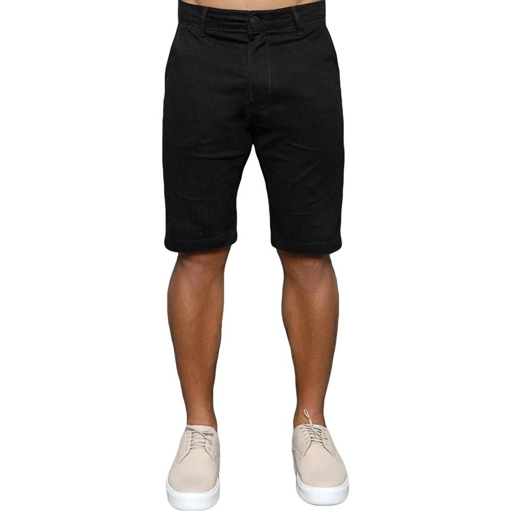 Bermuda Alfaiataria Skinny Slim Preta Risca De Giz Masculina