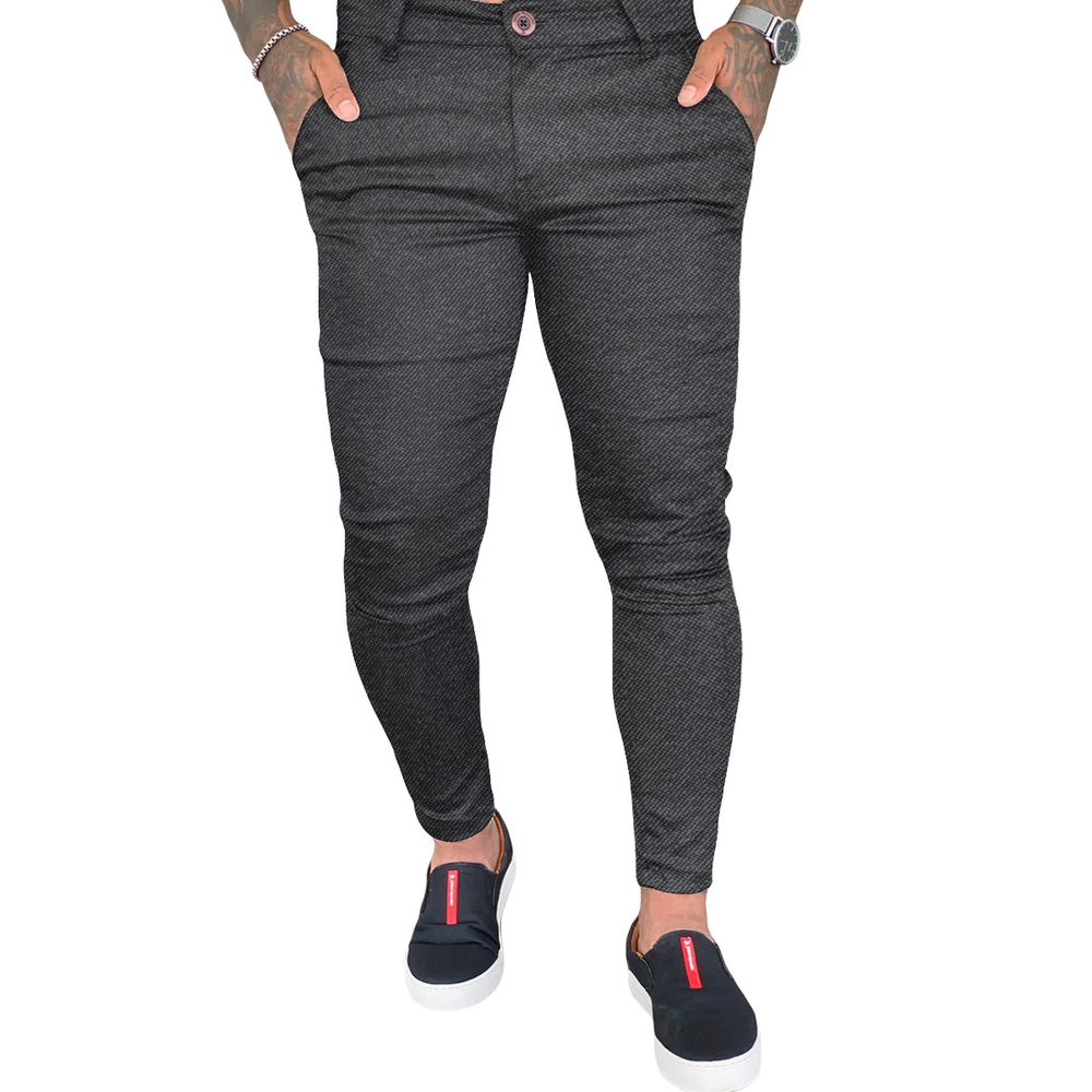 Calça Alfaiataria Skinny Masculina Social Cinza Ac... - CHIEREGATO OUTLET