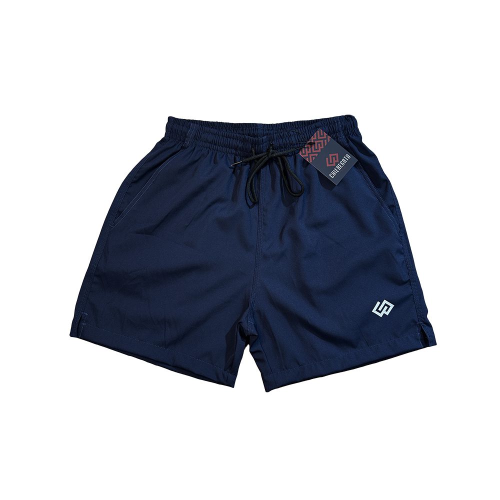 Short Praia Elastano Azul Marinho Liso Masculino Premium