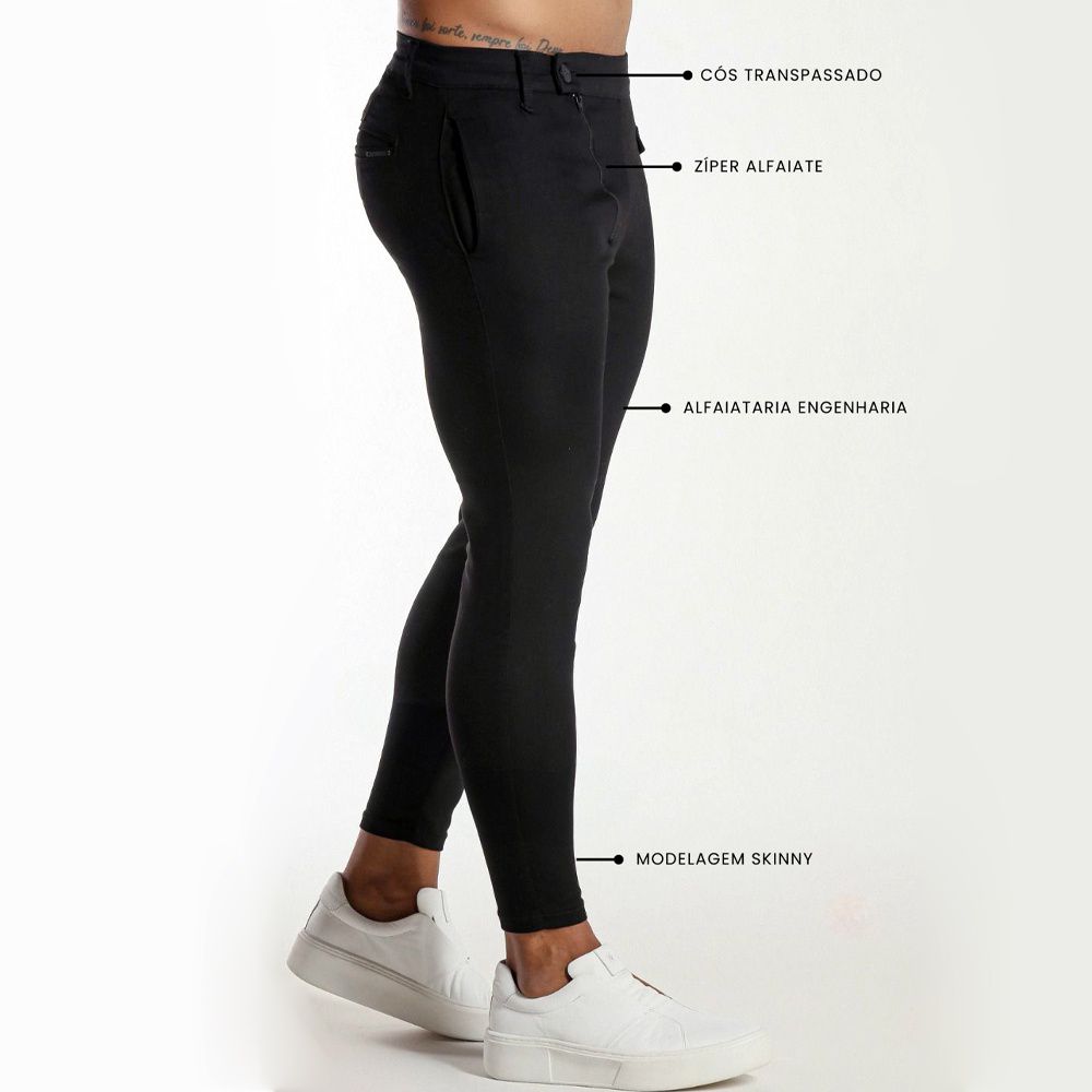 Calça Alfaiataria Preta Skinny Codi Jeans Ziper Alfaiate
