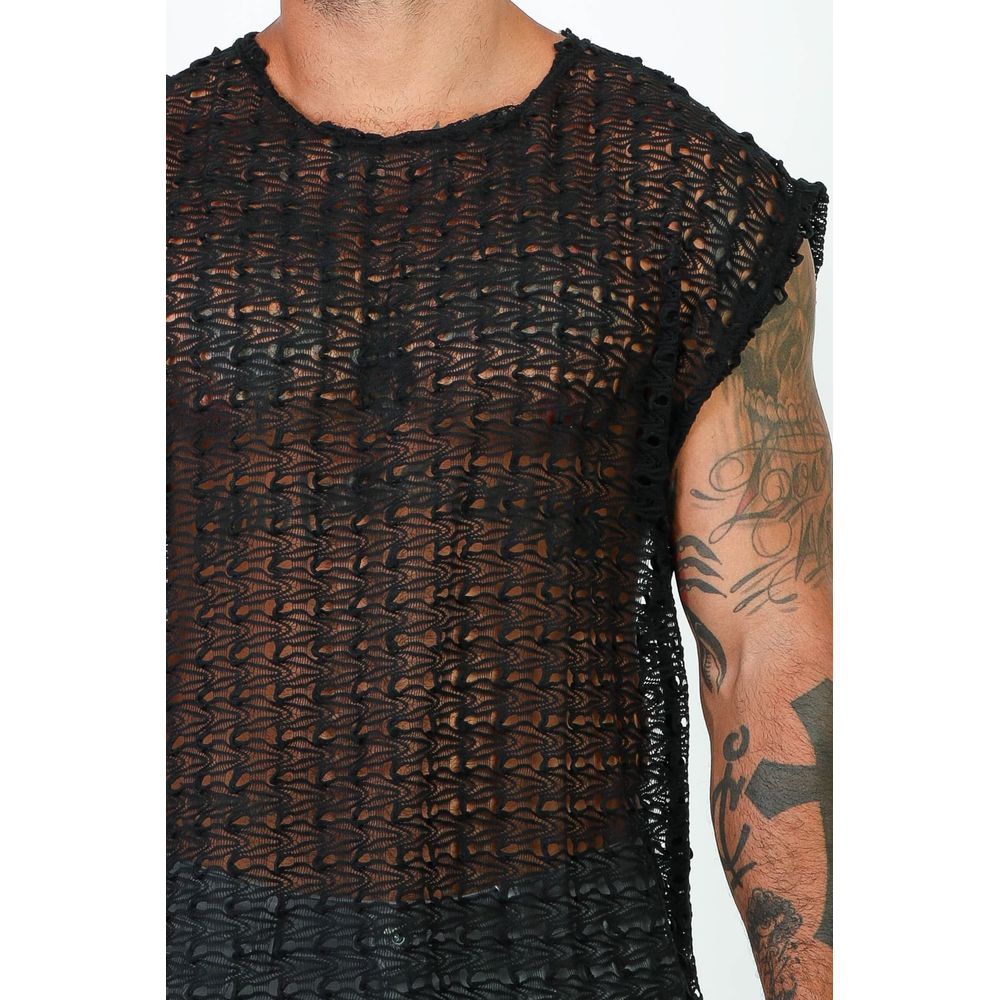 Camiseta Regata Masculina Crochê Telinha Machão Oversized