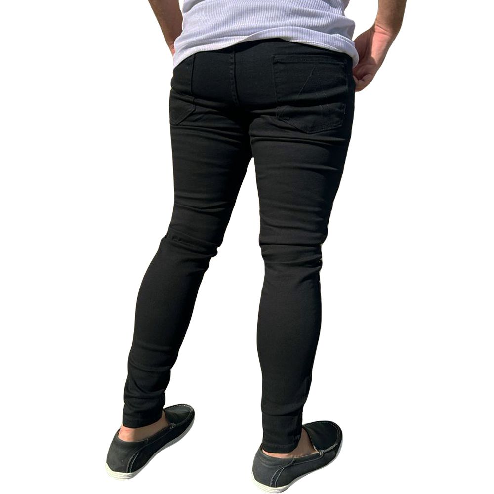 Calça Preta Skinny Masculina Corte Rasgo Joelho Premium