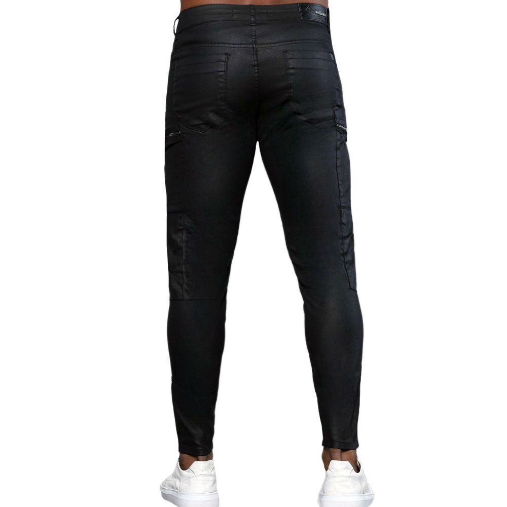 Calça Preta Resinada Skinny Ziper Lateral Premium Masculina