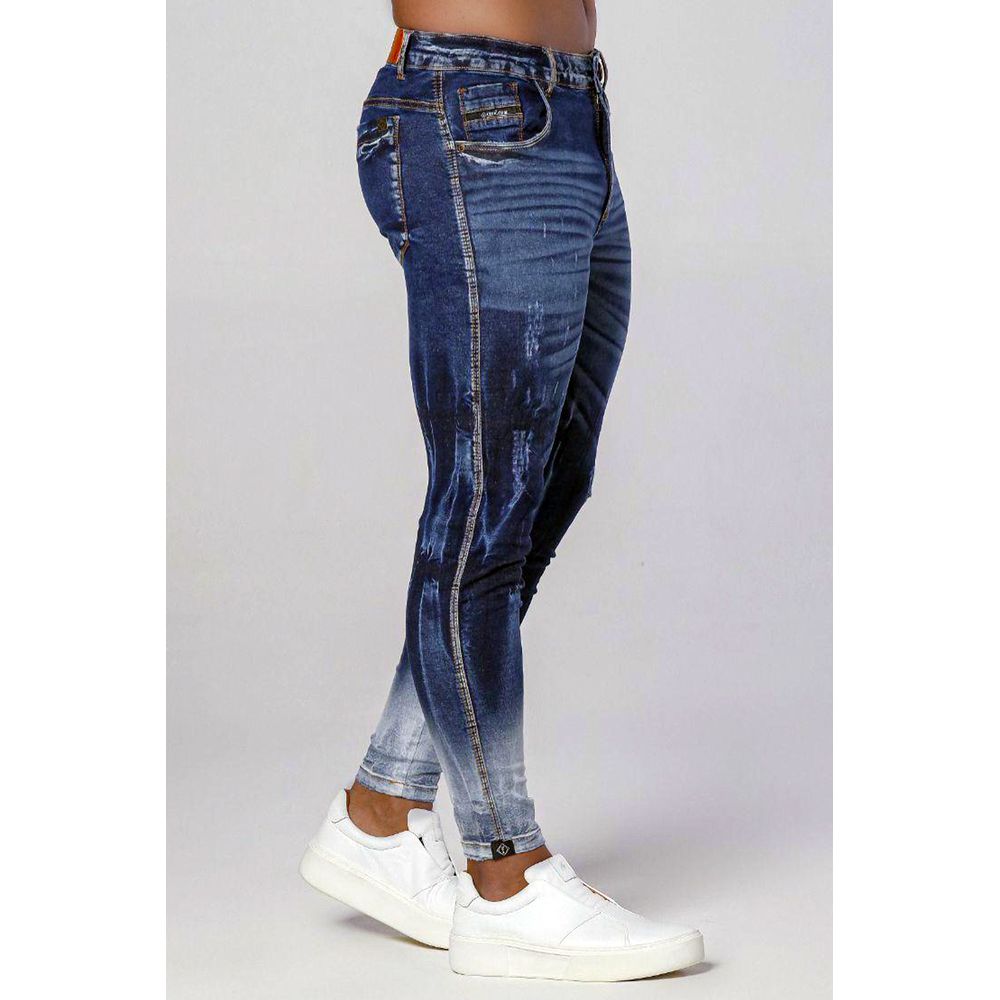 Calça Jeans Skinny Masculina Codi Jeans Manchada Destroyed