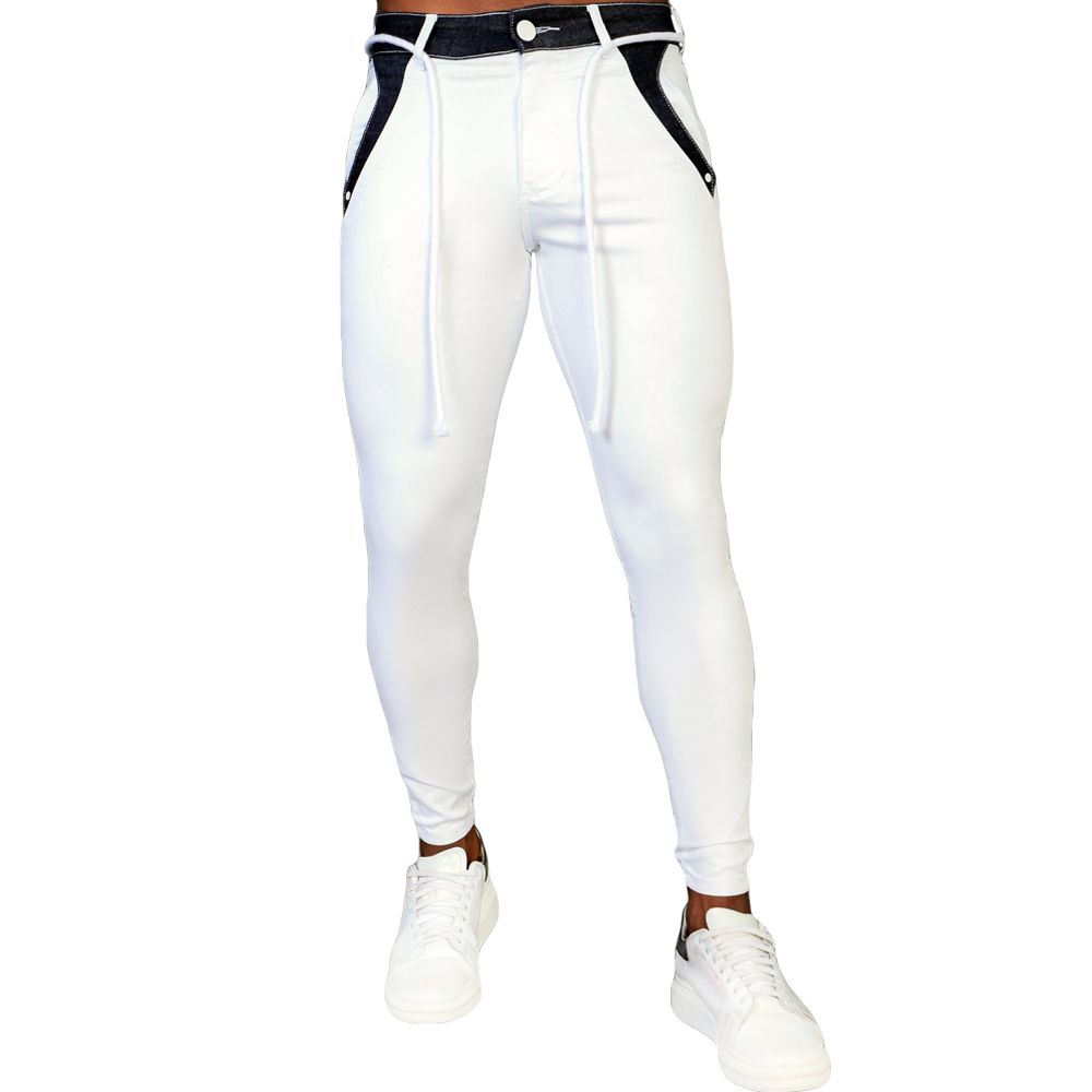 Calça Jeans Masculina Super Skinny Branca Bicolor ... - CHIEREGATO OUTLET