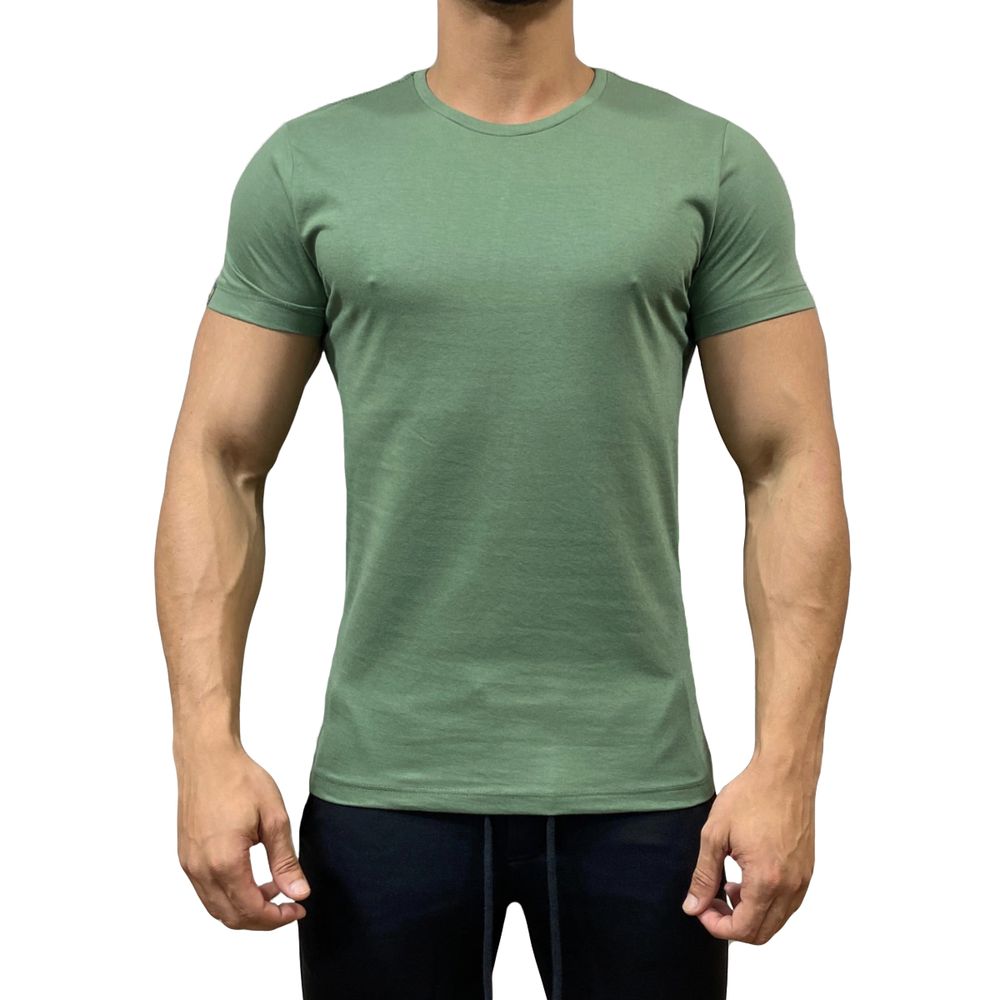 Camiseta Slim Fit Manga Curta Gola Redonda Masculina Verde