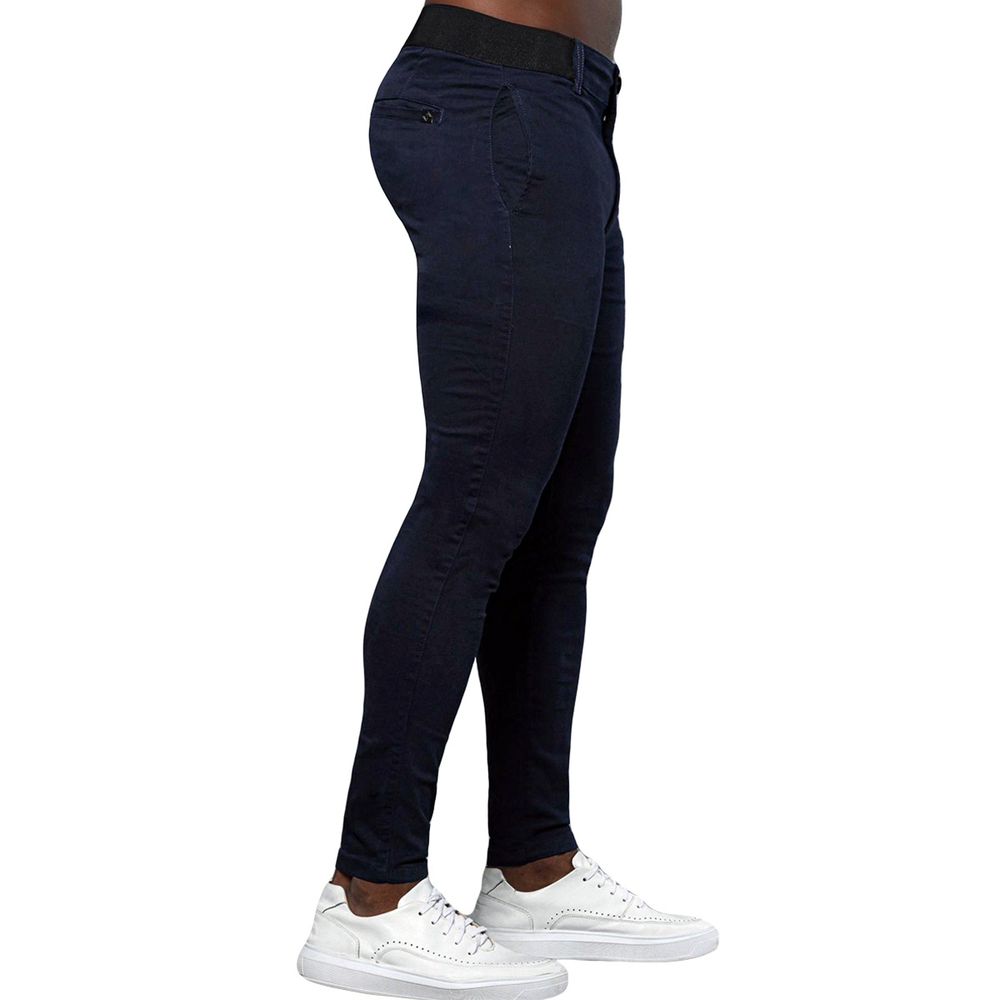 Calça Alfaiataria Social Azul Skinny Cós Elástico Codi Jeans