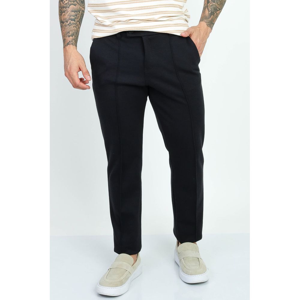 Calça Alfaiataria Moletinho Higuer Slim Fecho Italiano - Preto