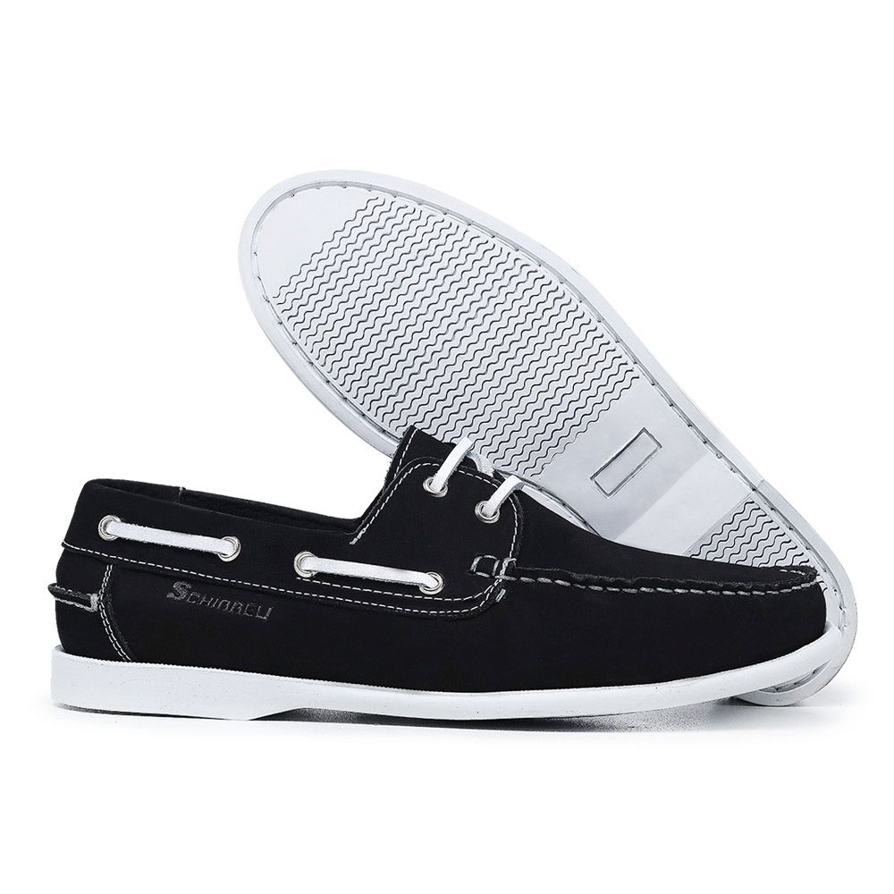 Dockside Mocassim Couro Nobuck Driver Casual Preto Masculino