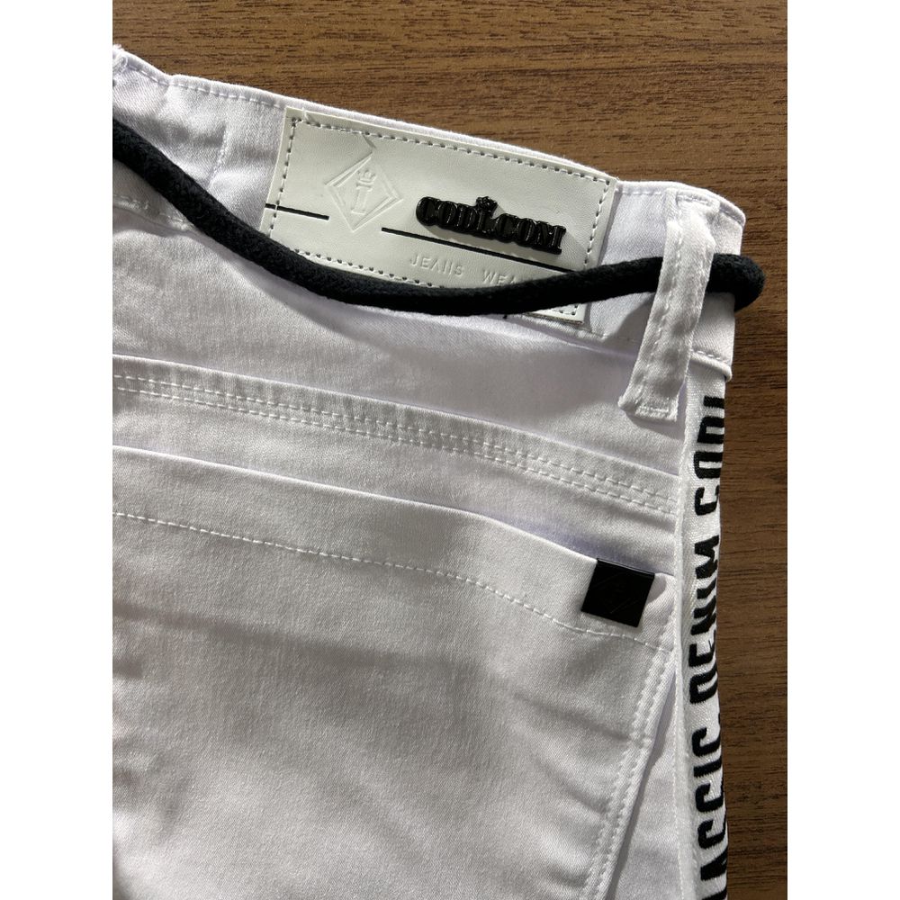 Calça Branca Skinny Masculina Faixa Lateral Cordão Premium