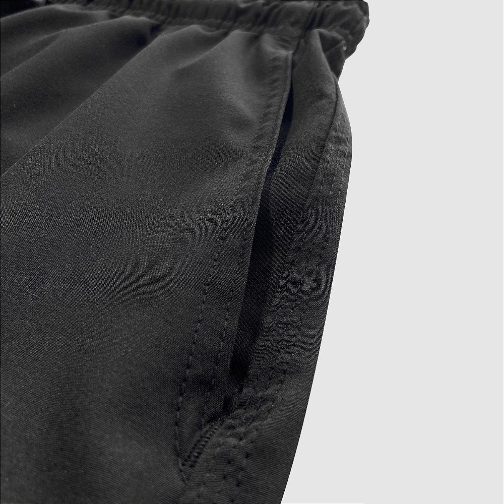 Short Praia Masculino Preto Liso Elastano Premium