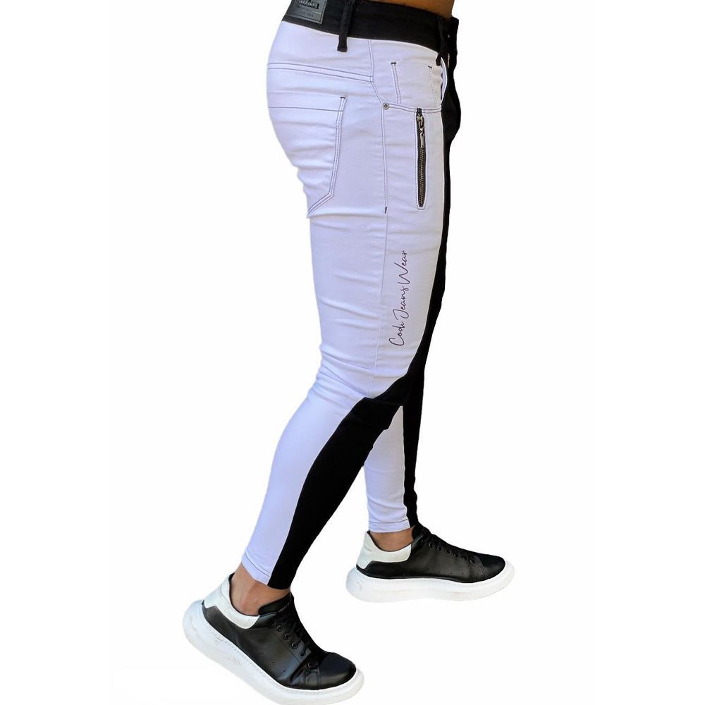 Calça bicolor preta e outlet branca