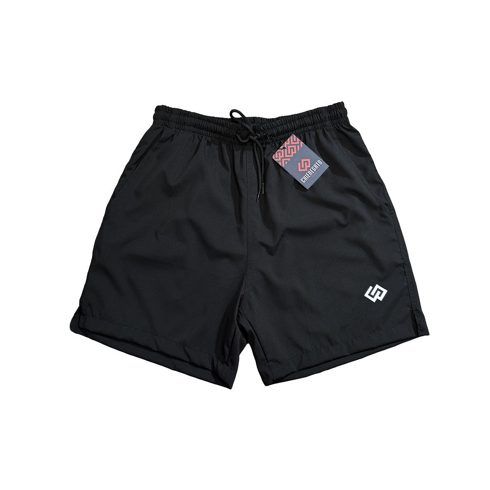 Short Praia Masculino Preto Liso Elastano Premium