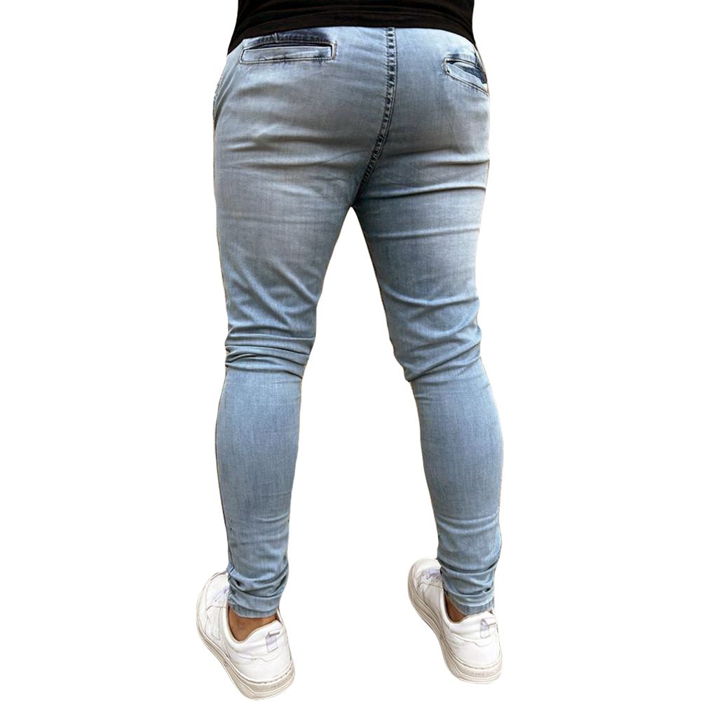 Calça Alfaiataria Jeans Social Azul Clara Skinny Masculina