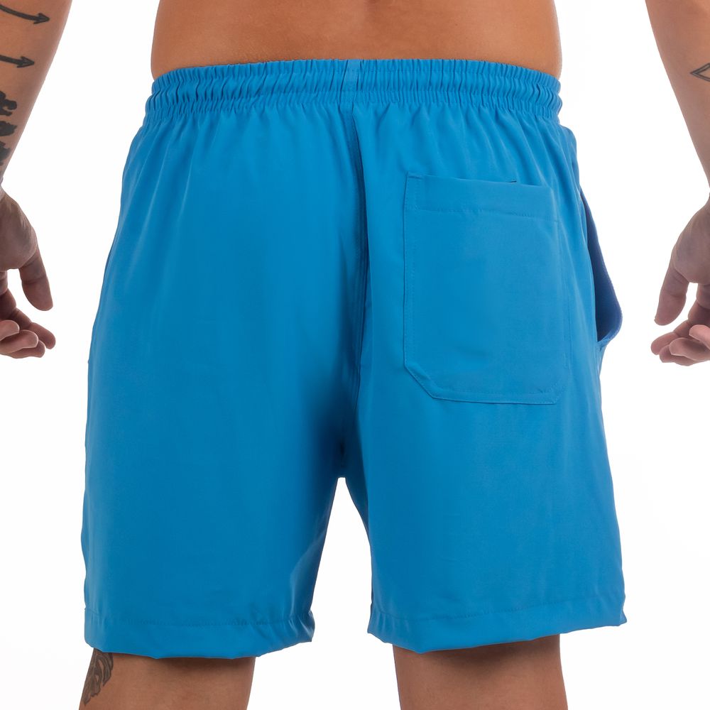 Short Praia Elastano Azul Claro Liso Masculino Premium