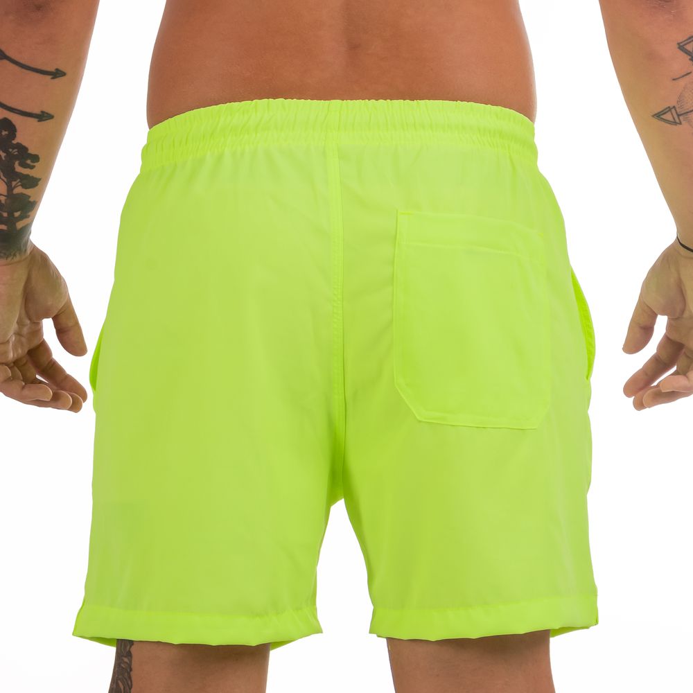 Short Praia Elastano Verde Neon Flúor Liso Masculino Premium