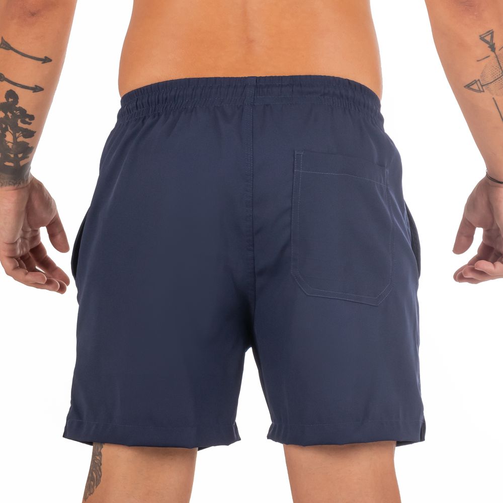 Short Praia Elastano Azul Marinho Liso Masculino Premium