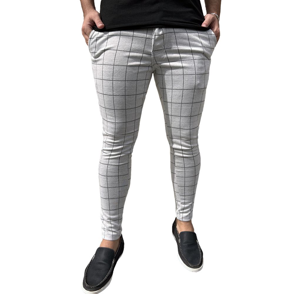 Calça Alfaiataria Xadrez Skinny Jacquard Moletinho Masculina