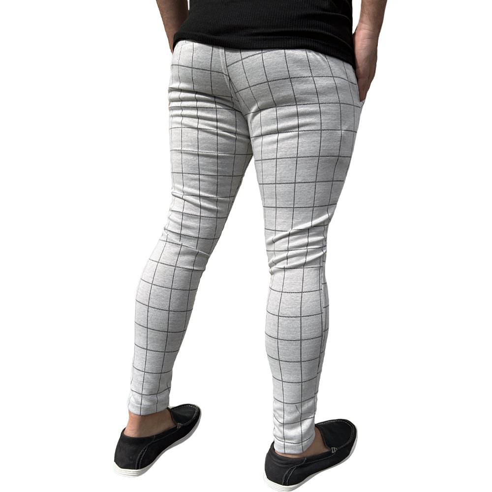 Calça Alfaiataria Xadrez Skinny Jacquard Moletinho Masculina
