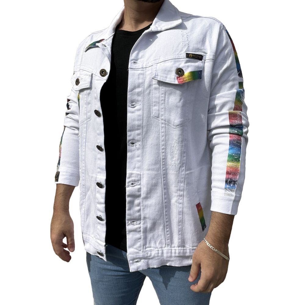 Jaqueta Branca Rainbow Masculina Colorida Arco Íris Personalizada Exclusividade