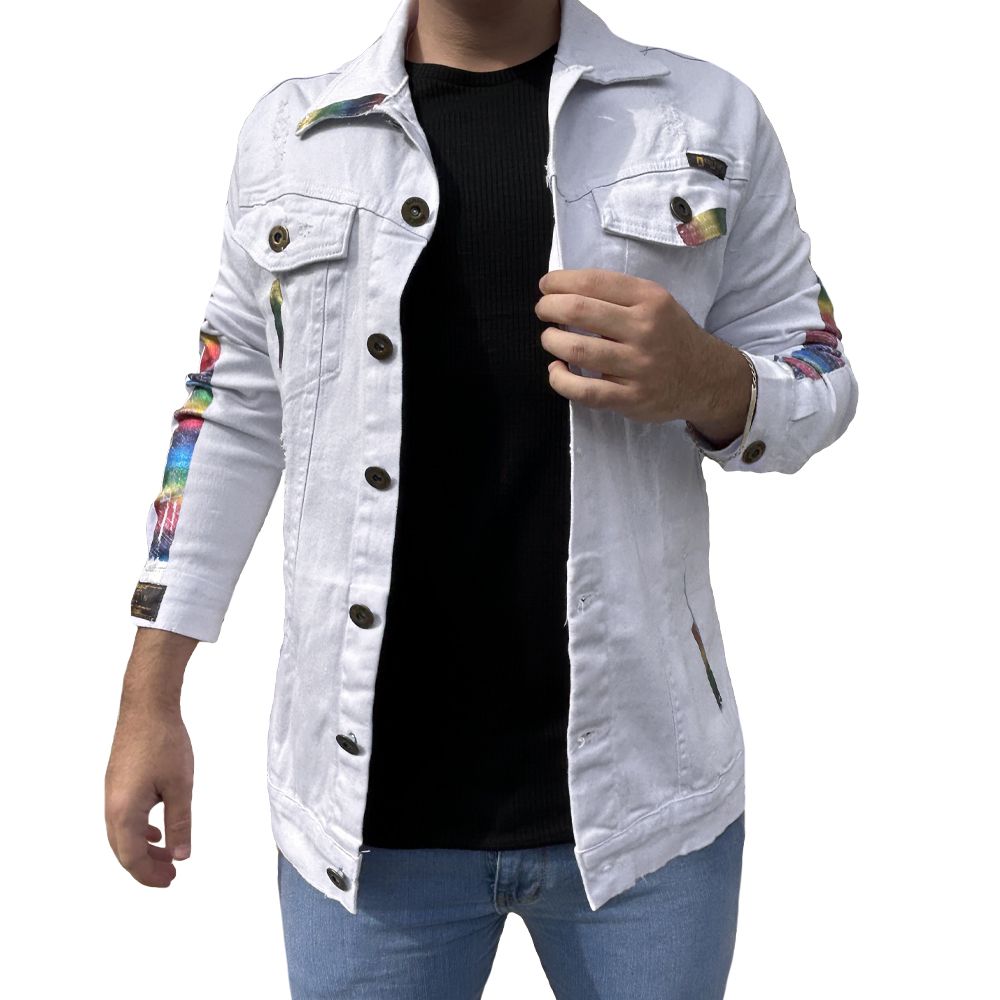 Jaqueta Branca Rainbow Masculina Colorida Arco Íris Personalizada Exclusividade
