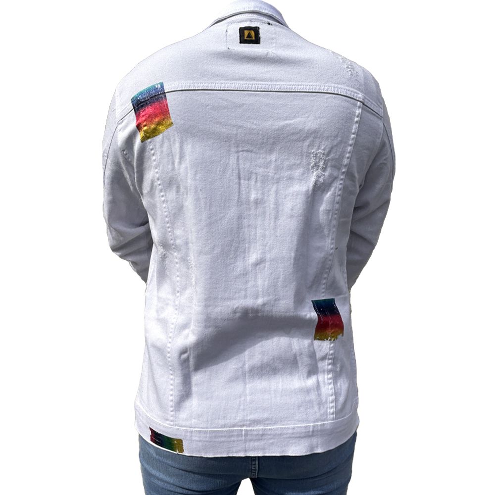 Jaqueta Branca Rainbow Masculina Colorida Arco Íris Personalizada Exclusividade