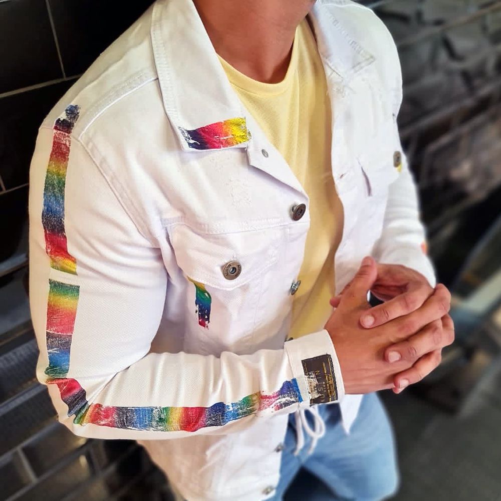 Jaqueta Branca Rainbow Masculina Colorida Arco Íris Personalizada Exclusividade
