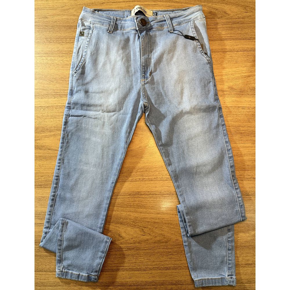 Calça Alfaiataria Jeans Azul Clara Skinny Masculina Social C/ Elastano