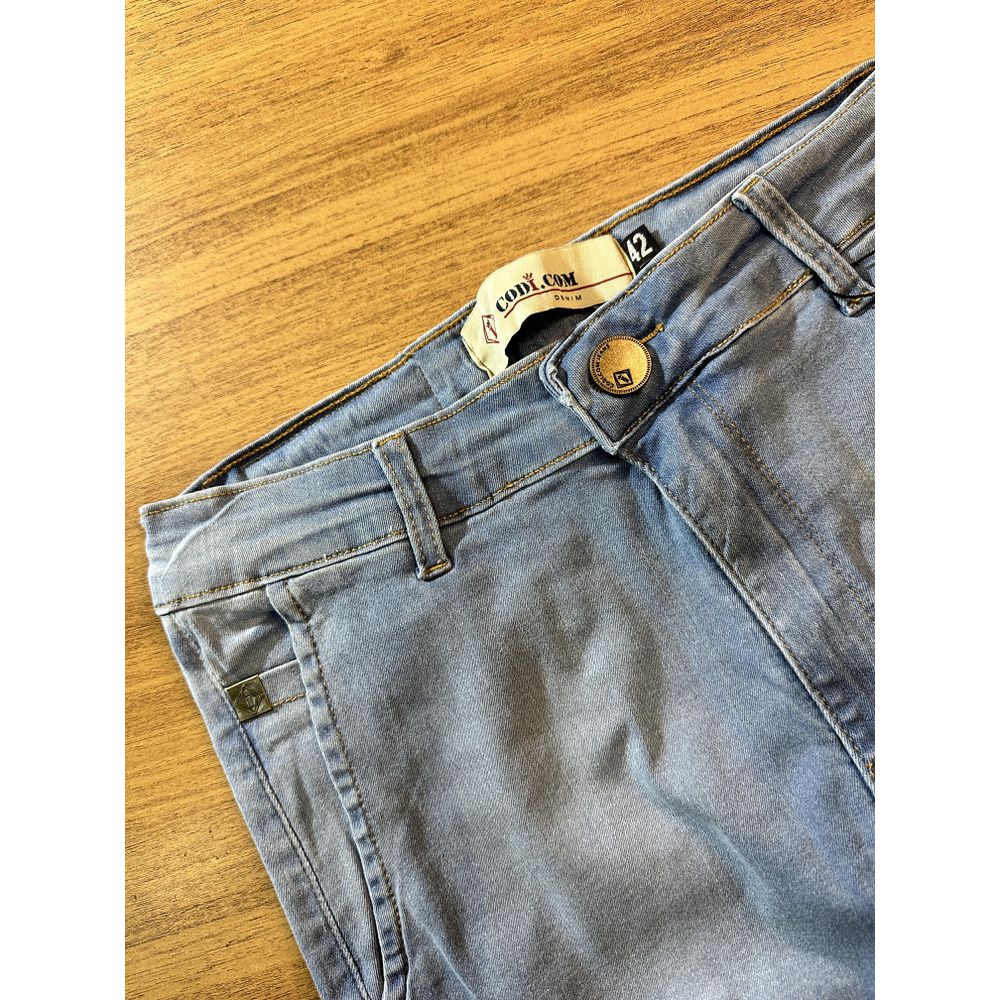 Calça Alfaiataria Jeans Azul Clara Skinny Masculina Social C/ Elastano