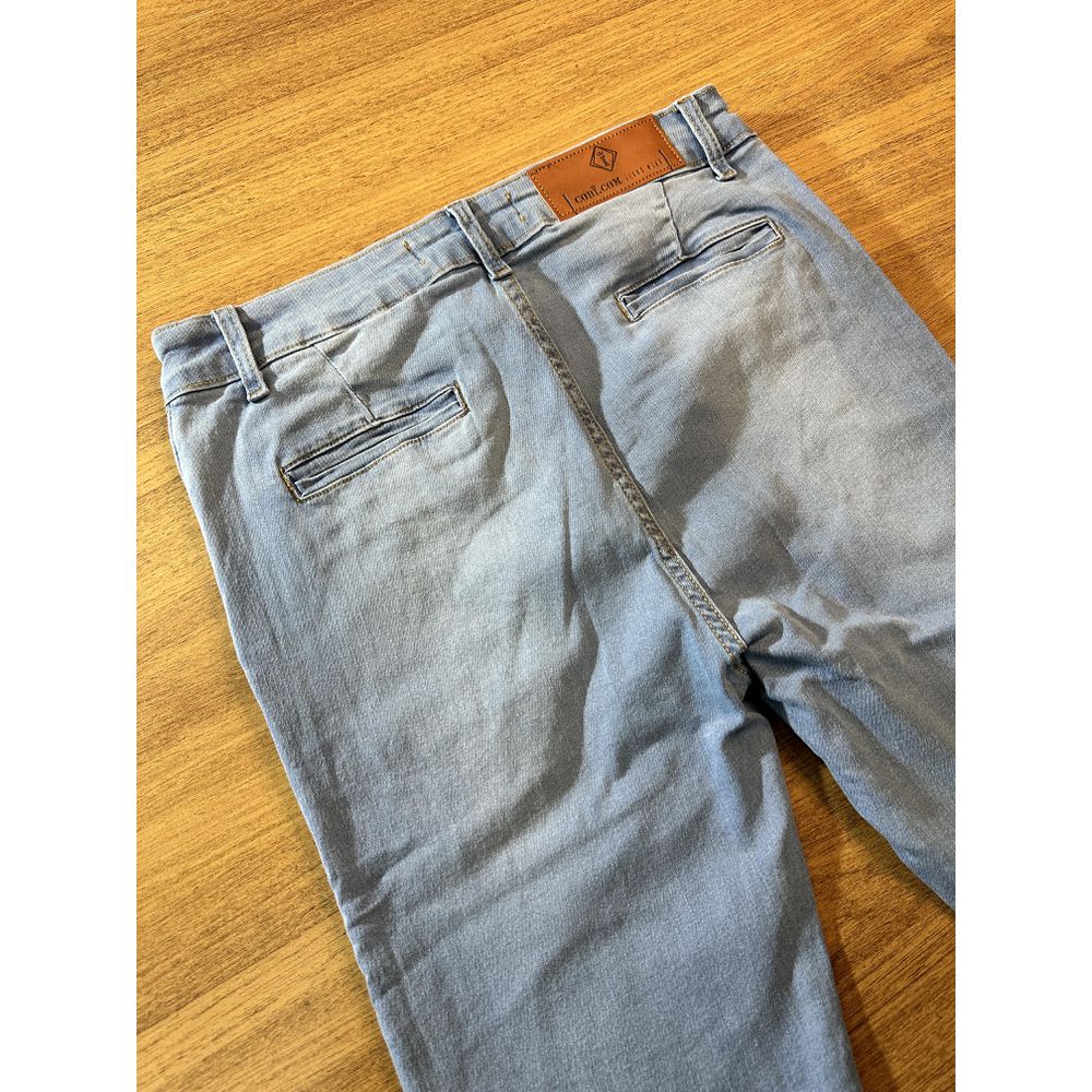 Calça Alfaiataria Jeans Azul Clara Skinny Masculina Social C/ Elastano