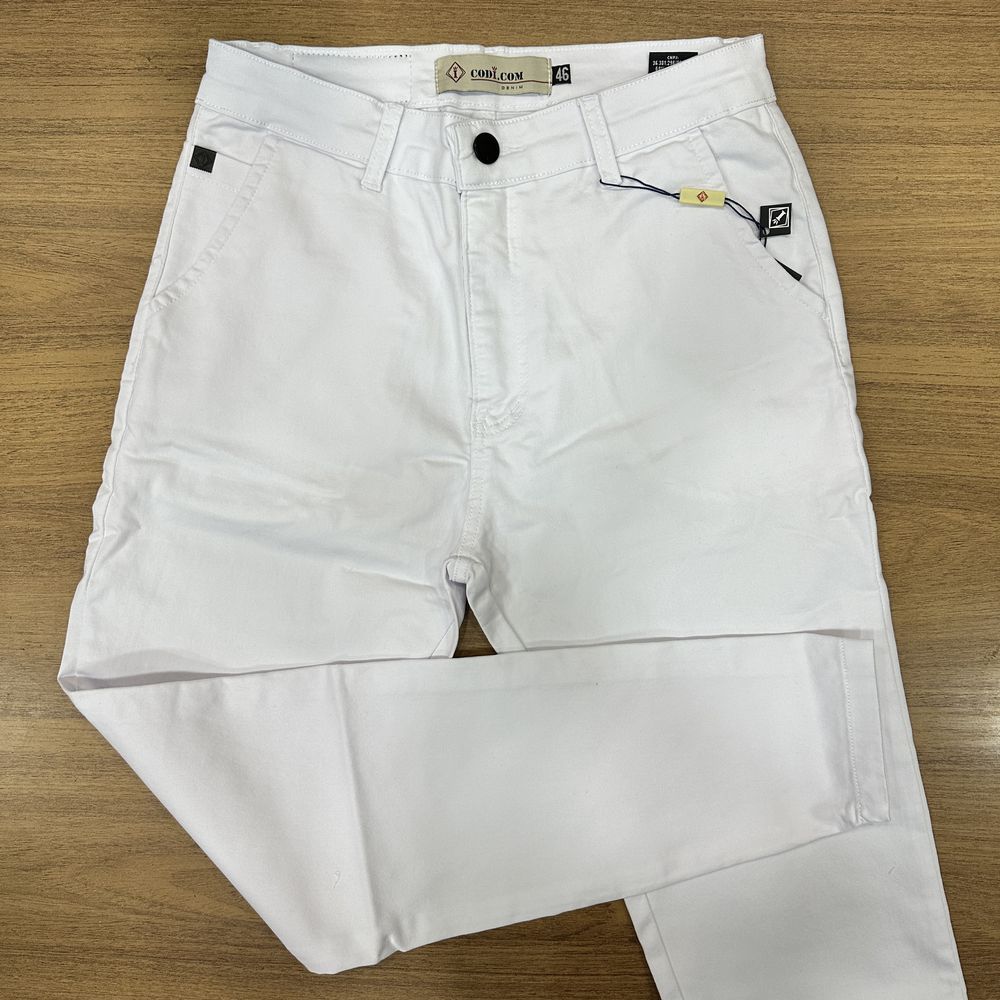 Calça Alfaiataria Sarja Branca Skinny C/ Elastano Premium
