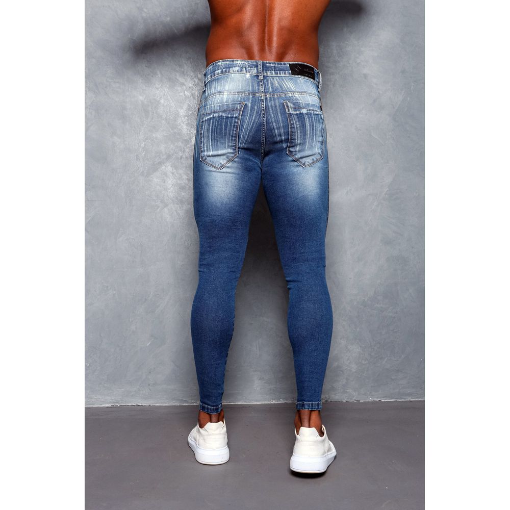 Calça Jeans Destroyed Super Skinny Devorê Escovado Premium
